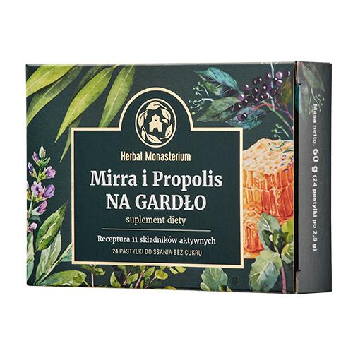 Zdjęcie produktu - Mirra i Propolis na Gardło HERBAL MONASTERIUM, 24past. do ssania