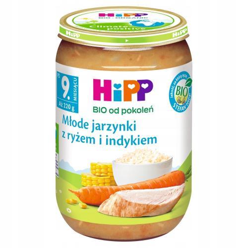 Zdjęcie produktu - HiPP Młode jarzynki z ryżem i indykiem BIO, 220 g 
