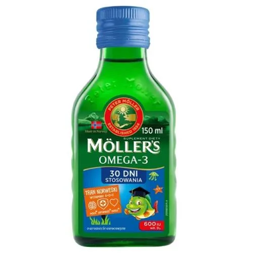 Zdjęcie produktu - Moller's Tran Norweski o aromacie owocowym, 150 ml