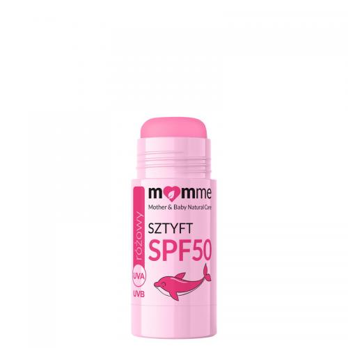 Zdjęcie produktu - MOMME R&oacute;żowy sztyft przeciwsłoneczny SPF 50, 10 g
