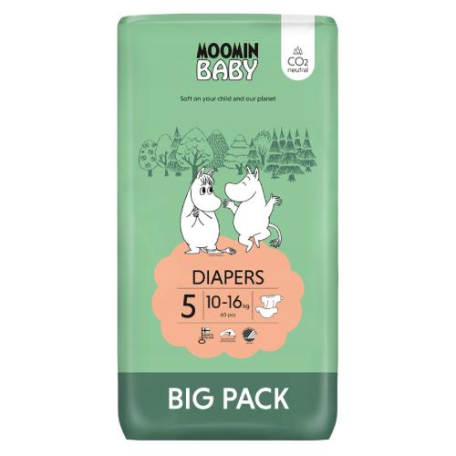 Zdjęcie produktu - MOOMIN BABY Diapers Pieluszki ekologiczne 5 (10-16kg), 60szt.