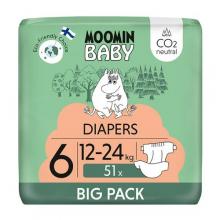 Zdjęcie produktu - Moomin Baby Diapers Pieluszki ekologiczne 6 (12-24 kg), 51 szt.