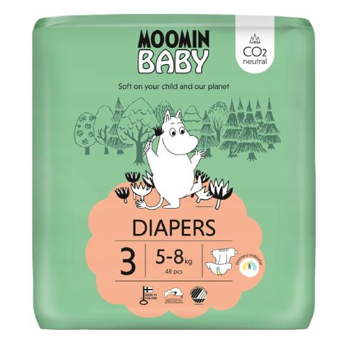 Zdjęcie produktu - MOOMIN BABY Diapers Pieluszki ekologiczne 3 (5-8kg), 48szt.