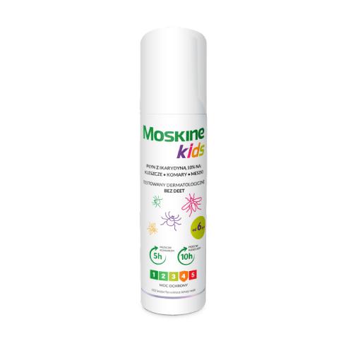 Zdjęcie produktu - Moskine Kids Płyn na komary, kleszcze, meszki Ikarydyna 10%, 80ml