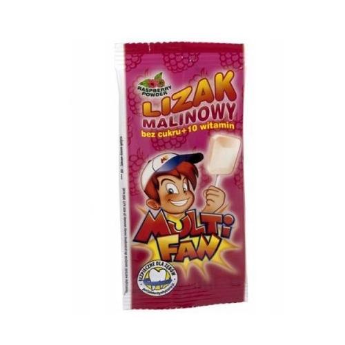 Zdjęcie produktu - MULTI FAN LOLLY Lizak malinowy bez cukru + 10 witamin, 5g
