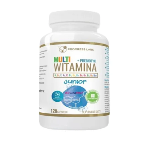 Zdjęcie produktu - Progress Labs Multiwitamina Junior + Prebiotyk, 120 kaps.