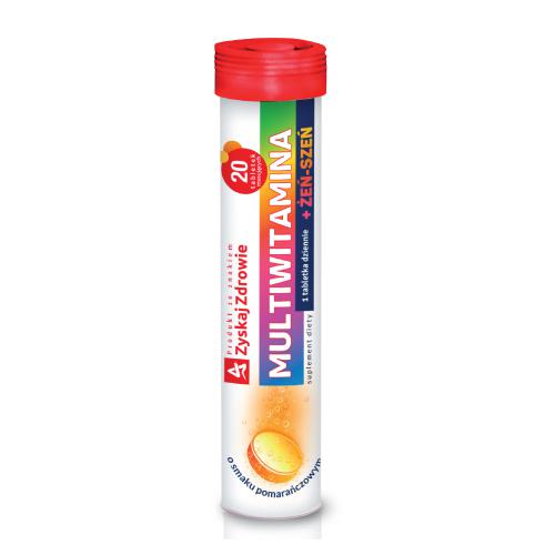 Zdjęcie produktu - ZYSKAJ ZDROWIE Multiwitamina + żeń-szeń, 20 tabletek musujących