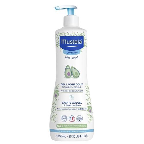 Zdjęcie produktu - Mustela Bebe Enfant Delikatny żel do mycia włos&oacute;w i ciała dla niemowląt Naturals, 750 ml
