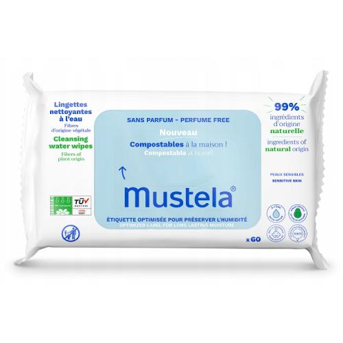 Zdjęcie produktu - MUSTELA Kompostowalne chusteczki nawilżane, 60szt.