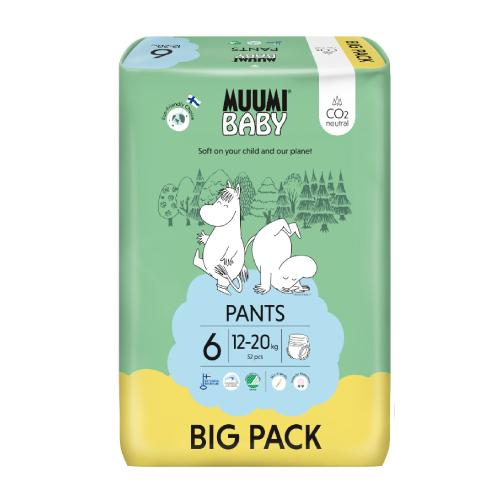 Zdjęcie produktu - MUUMI Baby pieluchomajtki Pants rozmiar 6 (12-20kg), 52szt. BIG PACK USZKODZONE OPAKOWANIE