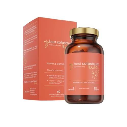 Zdjęcie produktu - MyBestPharm Colostrum Kids pastylki o smaku truskawkowym, 60 szt.