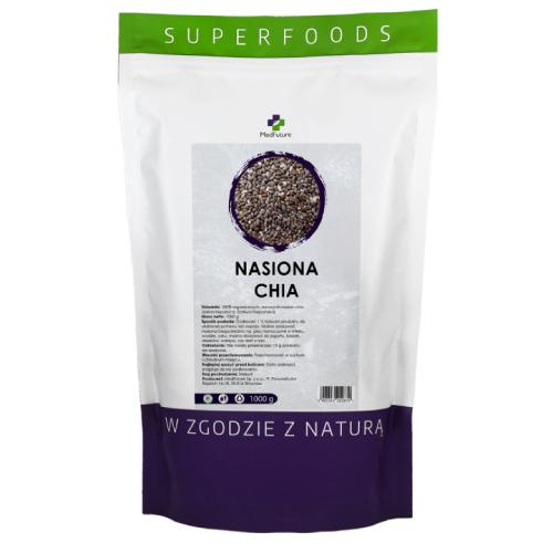 Zdjęcie produktu - Nasiona Chia MedFuture, 1000g KR&Oacute;TKA DATA 31.10.2026
