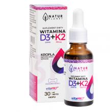 Zdjęcie produktu - NaturPlanet Witamina D3+K2 Forte Krople -30 ml
