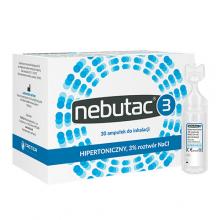 Zdjęcie produktu - Nebutac 3 - hipertoniczny, 3% roztw&oacute;r NaCl do inhalacji, 30 ampułek