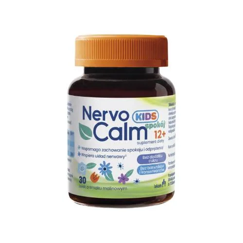 Zdjęcie produktu - NervoCalm Kids Żelki spok&oacute;j 12+ o smaku malinowym, 30 żelek