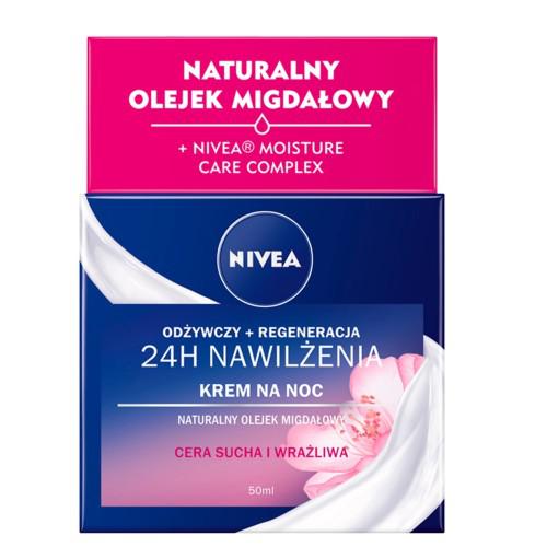 Zdjęcie produktu - NIVEA 24h Nawilżenia Krem na noc odżywczy + regeneracja, 50ml
