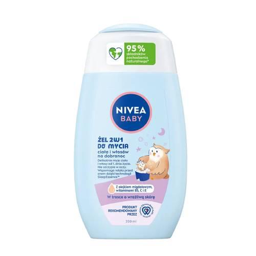 Zdjęcie produktu - NIVEA Baby Żel do mycia ciała i włos&oacute;w 2w1 Na dobranoc, 200ml