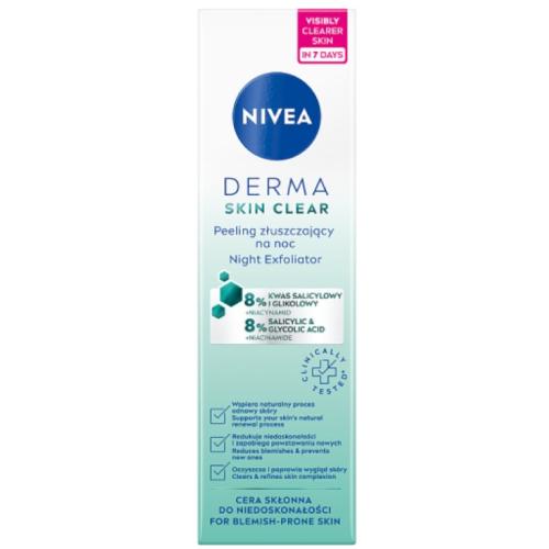 Zdjęcie produktu - NIVEA Derma Skin Clear Peeling złuszczający na noc, 40ml