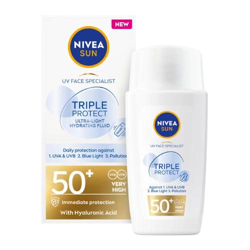 Zdjęcie produktu - NIVEA SUN UV Triple Protect Sun Cream Fluid SPF50+ nawilżający balsam do twarzy, 40ml