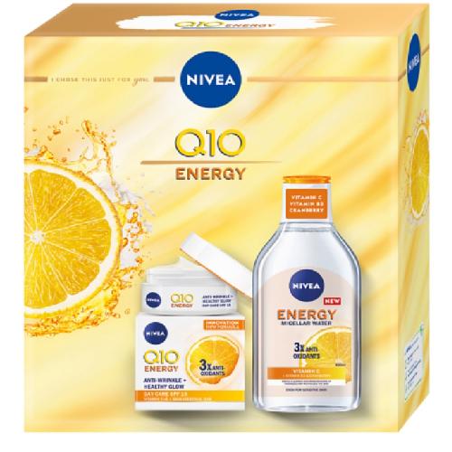 Zdjęcie produktu - NIVEA Zestaw Q10 Enegry Krem Przeciwzmarszczkowy Na Dzień, 50ml + Płyn Micelarny, 400ml