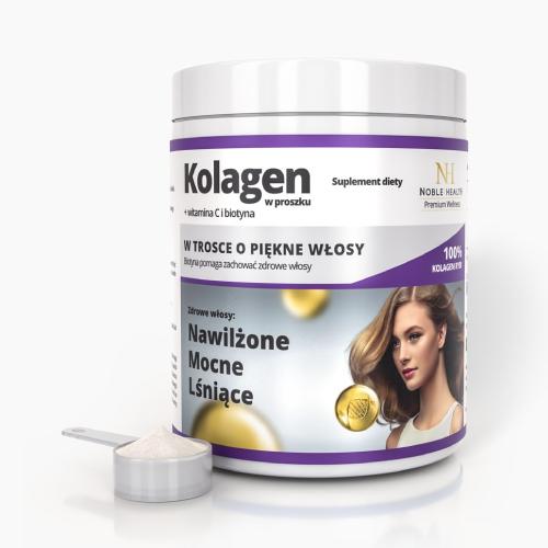 NOBLE HEALTH Kolagen + witamina C i biotyna w proszku, 100g