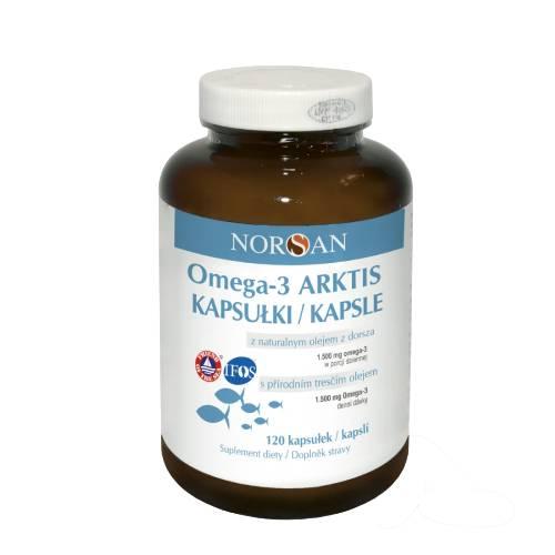 Zdjęcie produktu - Norsan Omega-3 Arktis, 120 kaps. &ndash; suplement diety z olejem z dorsza i witaminą D3