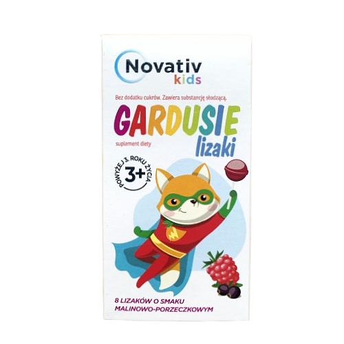 Zdjęcie produktu - Novativ Kids Gardusie Lizaki o smaku malinowo-porzeczkowym, 8 szt.