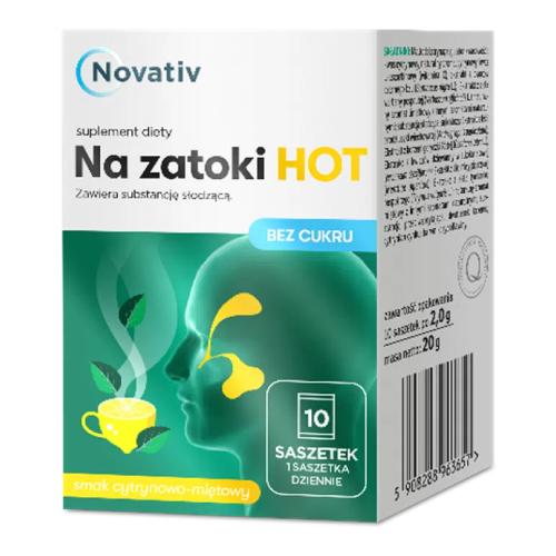 Zdjęcie produktu - Novativ Na zatoki Hot bez cukru, 10 sasz.