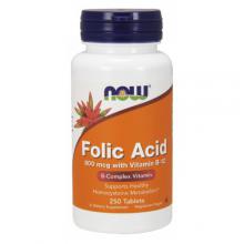 Zdjęcie produktu - Now Foods Folic Acid 800 mcg with Vitamin B-12, 250 tabl.