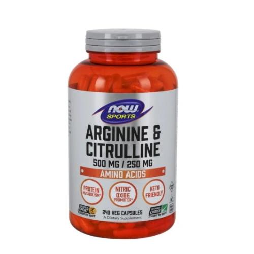Zdjęcie produktu - NOW FOODS Sports Arginina i Cytrulina L-Arginine + L-Citrulline, 240 kapsułek