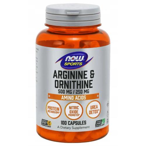 Zdjęcie produktu - NOW FOODS Sports Arginine & Ornithine 500mg, 100 kapsułek