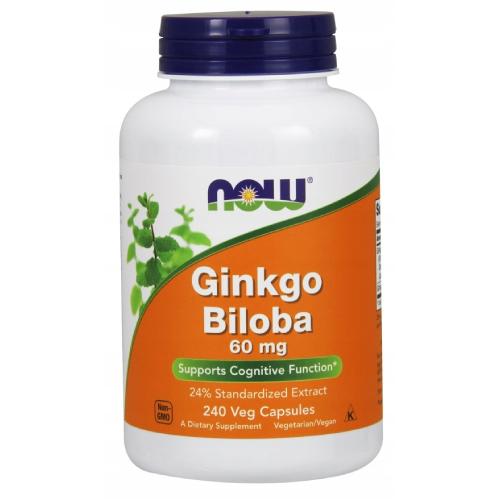 Zdjęcie produktu - NOW Ginkgo Biloba 60mg, 240 kapsułek