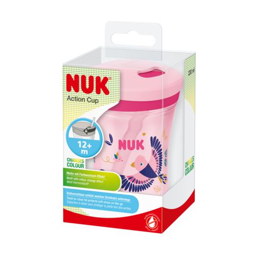 Zdjęcie produktu - NUK Action Cup Kubek niekapek z silikonową słomką 12m+ r&oacute;żowy, 230ml