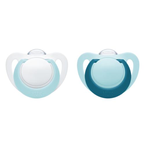 NUK Genius Silikonowy smoczek uspokajający turkusowy/biały 18-36m, 2 sztuki