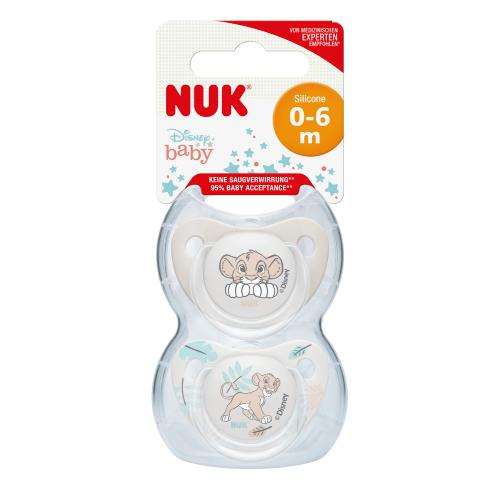 NUK Smoczek uspokajający silikonowy 0-6m Kr&oacute;l Lew, 2szt.