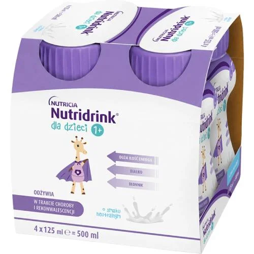 Zdjęcie produktu - Nutridrink dla dzieci smak neutralny, 4 x 125 ml