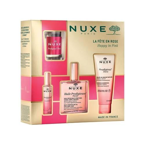 NUXE Zestaw Kultowy Prodigieux&reg; Floral Olejek do ciała 100ml, Żel pod prysznic 100 ml, Perfumy 15ml, Świeca zapachowa 70 g