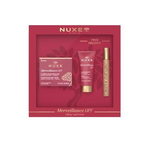 NUXE Zestaw Merveillance Lift Krem liftingujący na noc, 50 ml + Krem liftingujący na dzień, 15 ml + Rozświetlający olejek ze złotymi drobinkami, 8 ml