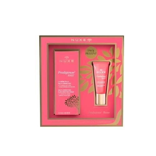 NUXE Zestaw Prodigieuse Boost Krem rozświetlający do sk&oacute;ry suchej, 40 ml + Żelowy balsam pod oczy, 15 ml