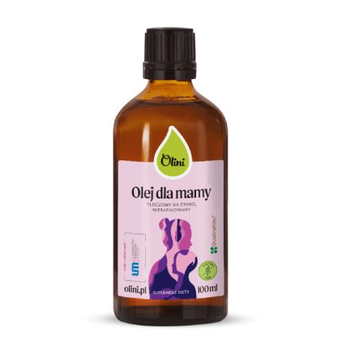 Zdjęcie produktu - Olini Olej dla mamy tłoczony na zimno nierafinowany, 250 ml