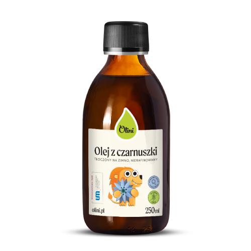 Zdjęcie produktu - Olini Olej z czarnuszki dla dzieci tłoczony na zimno nierafinowany, 250 ml