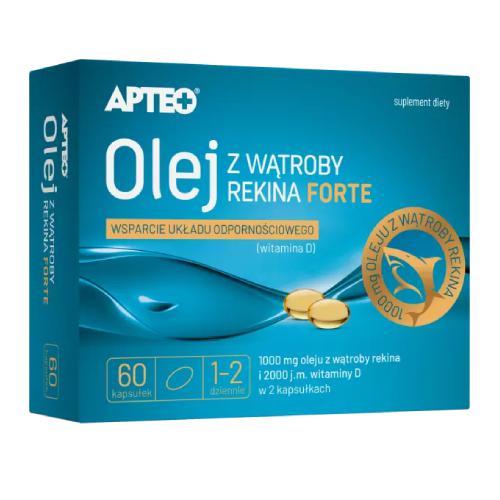 Zdjęcie produktu - Olej z wątroby rekina Forte APTEO, 60 kapsułek KR&Oacute;TKA DATA 31.07.2026
