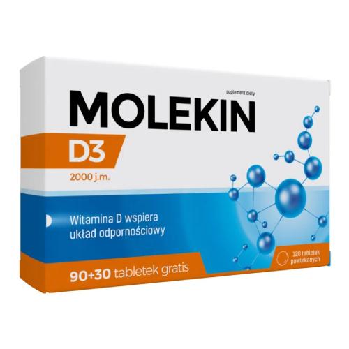 Miniaturka artykułu - Molekin D3 2000 j.m. - 120 tabletek