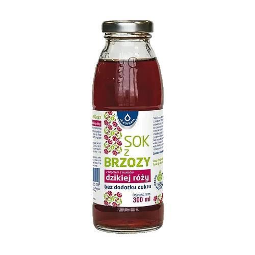 Zdjęcie produktu - OLEOFARM Sok z brzozy z naparem z dzikiej r&oacute;ży bez dodatku cukru, 300ml