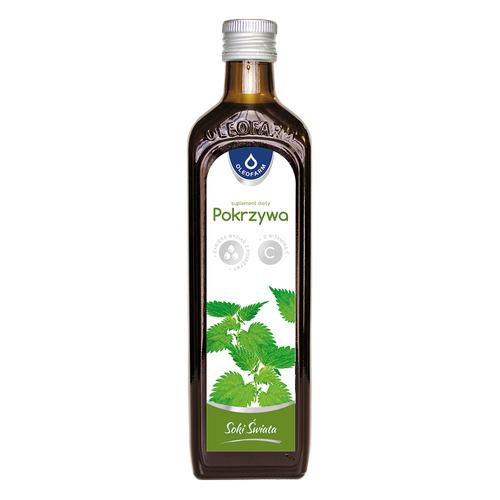 Zdjęcie produktu - OLEOFARM Sok z pokrzywy z witaminą C, 490ml	 KR&Oacute;TKA DATA 31.08.2026