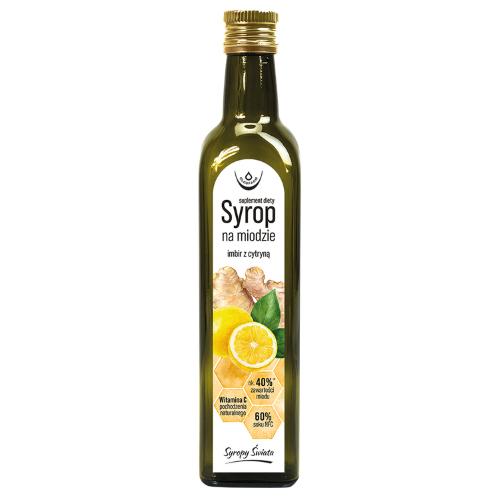 Zdjęcie produktu - OLEOFARM Syrop na miodzie imbir z cytryną, 250ml  KR&Oacute;TKA DATA 31.07.2026