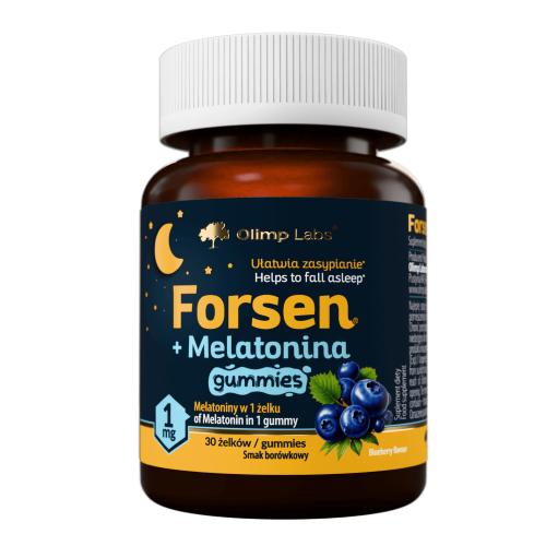 Zdjęcie produktu - Olimp Forsen + Melatonina 1 mg żelki smak bor&oacute;wkowy, 30 szt.