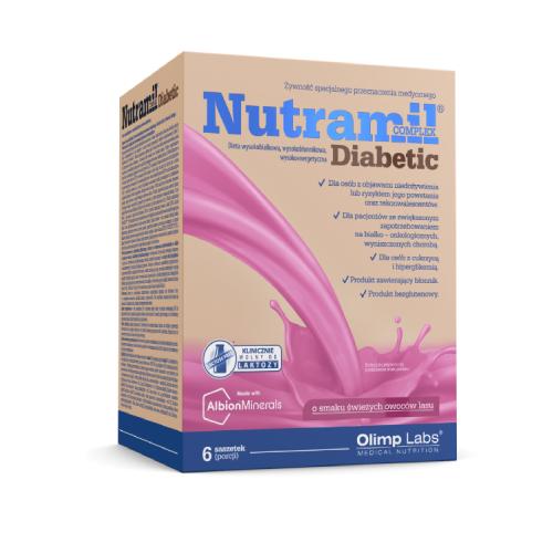 Zdjęcie produktu - Olimp Nutramil Complex Diabetic o smaku owoc&oacute;w leśnych, 6 saszetek 