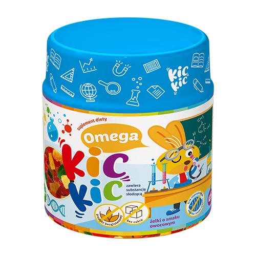 Zdjęcie produktu - Omega Kic Kic żelki o smaku owocowym bez cukru, 45 szt.