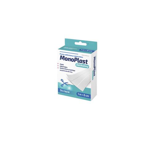 Miniaturka artykułu - MonoPlast Delikatny wł&oacute;kninowy plaster z opatrunkiem 1mx8cm, 1szt.